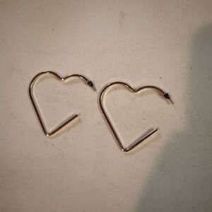 Heart-Shaped Silver Hoop Earrings